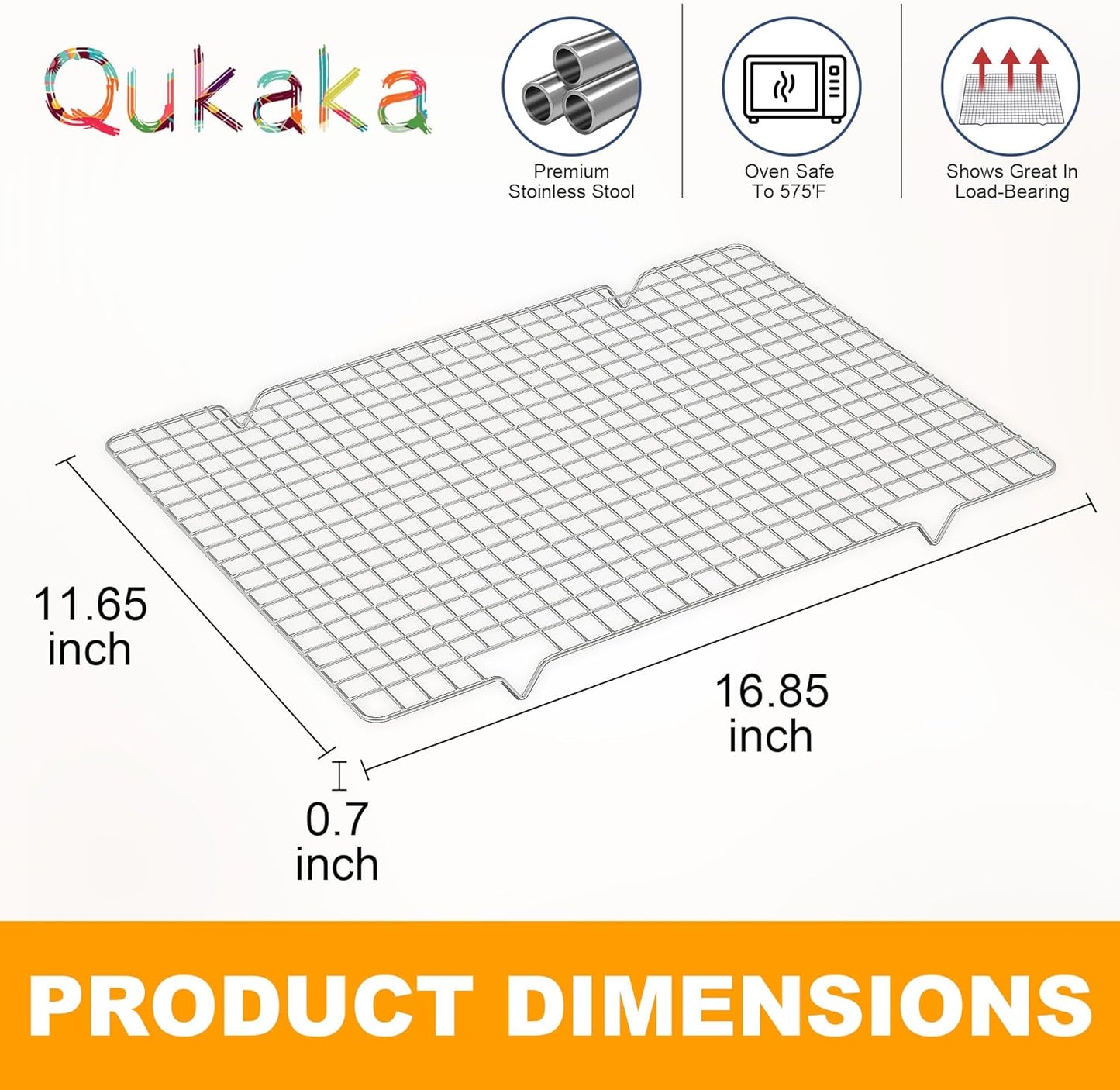 2PCS Cooling Racks for Cooking and Baking -11.65''x16.85''Heavy Duty Stainless Steel Wire Rack for Baking, Grilling, Roasting - Oven & Dishwasher Safe - Fits Half Sheet Pan(Silver) - Culinary Roots