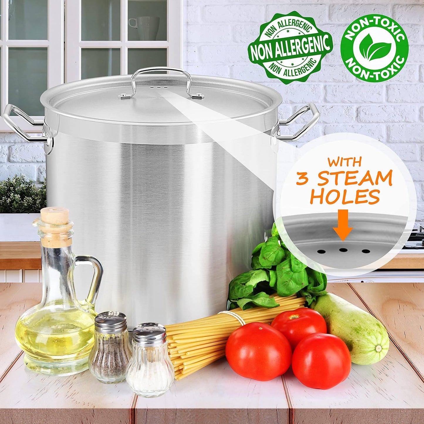 Nutrichef Stainless Steel Cookware Stockpot, 30 Quart Heavy Duty Induction Soup Pot With Stainless Steel Lid And Strong Riveted Handles, Even Heat Distribution, Compatible With Most Cooktops - Culinary Roots