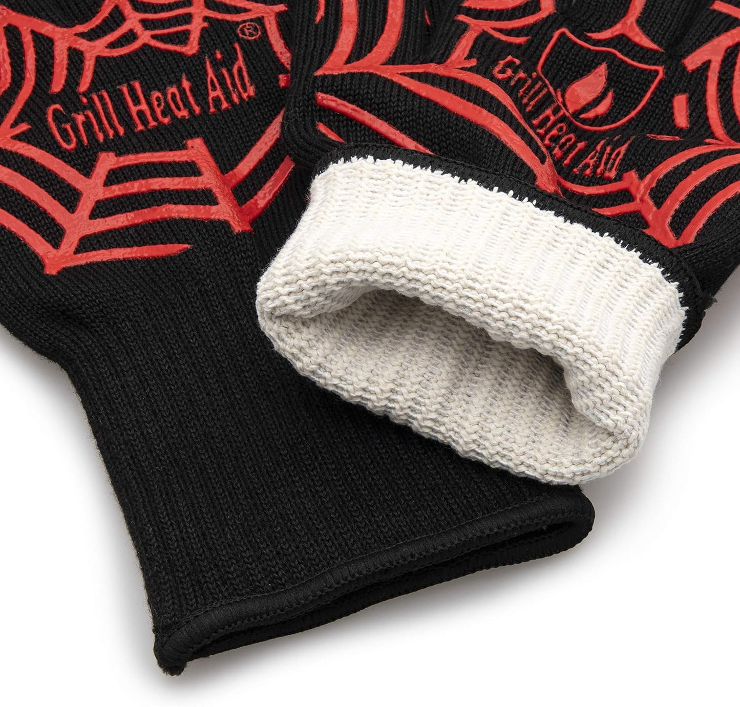 GRILL HEAT AID BBQ Grill Gloves Heat Proof for Grilling β Fireproof 1472Β°F Heat-Resistant Grill Mitts for Outdoor Barbecue and Smoker, Campfire, Fire Pit, Oven Glove with Fingers for Baking Pizza
