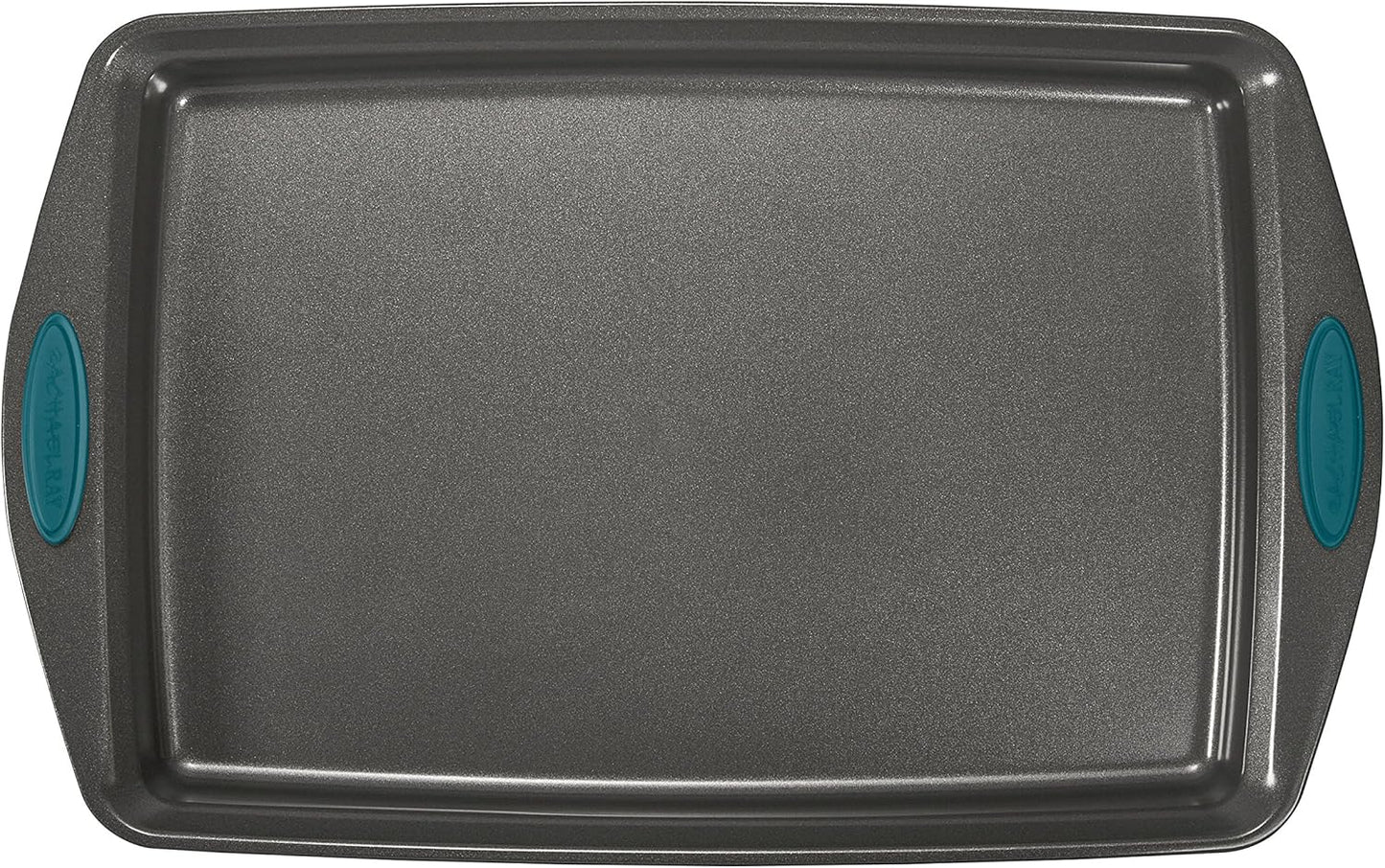 Rachael Ray Bakeware Nonstick Cookie Pan Set, 3-Piece, Gray with Marine Blue Grips - Culinary Roots