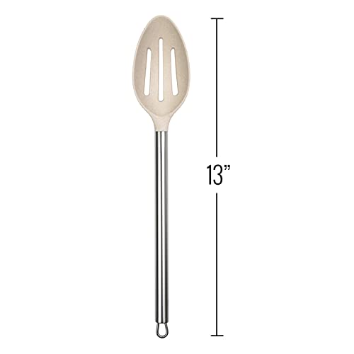 Cream Wheat Straw Slotted Spoon with Stainless Steel Handle Kitchen Utensils