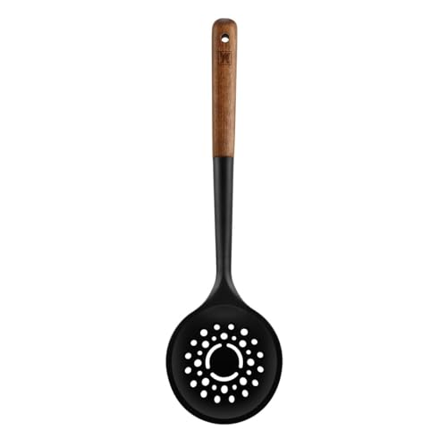 Silicon Cooking Skimmer Ladle with Wooden Handle