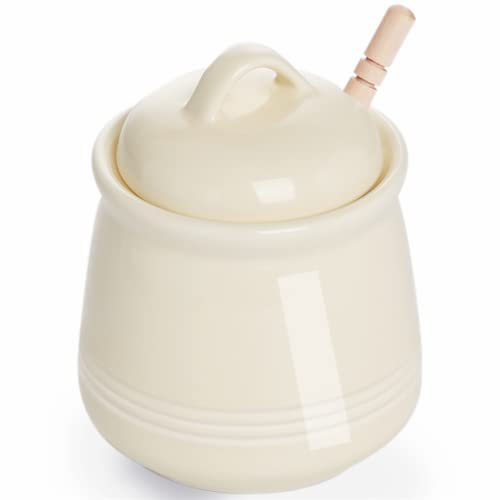 Ceramic Honey pot with Lid and Honey Dipper