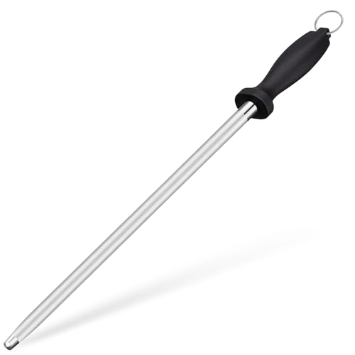 12" Professional Carbon Steel Knife Honing Rod with Hanging Holes