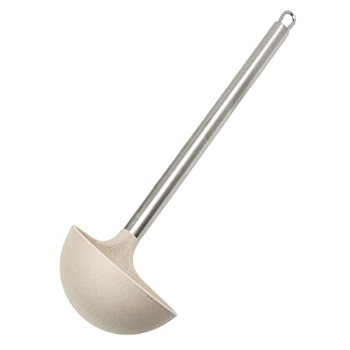 Cream Wheat Straw Ladle with Stainless Steel Handle Kitchen Utensils