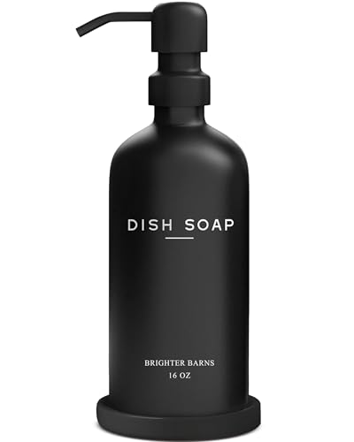 Black Glass Dish Soap Dispenser for Kitchen Sink by Brighter Barns