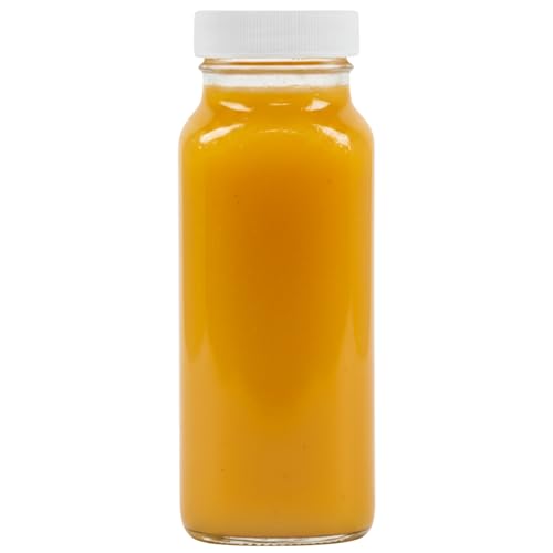 8oz Square Glass Juice Shot Bottle with Lid (8 Count)