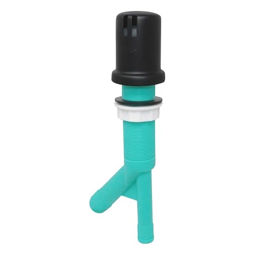 Dishwasher Air Gap with Skirted Black Matte Brass Cap and Extra Long Threaded Body for Thick or Thin Kitchen Countertops