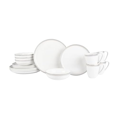 by Fitz and Floyd Nevaeh Bone China Coupe Platinum Bands Dinnerware Set
