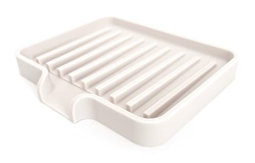Silicone Soap Dish Tray and Sponge Holder with Drain Chute (2 Count)
