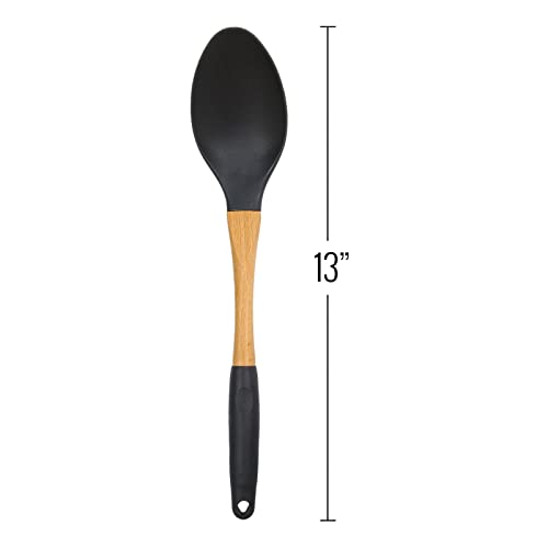 Grey Nylon Spoon with Wooden Handle Kitchen Utensils High Heat Resistance