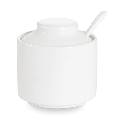 Ceramic Sugar Bowl with Lid and Spoon 8oz