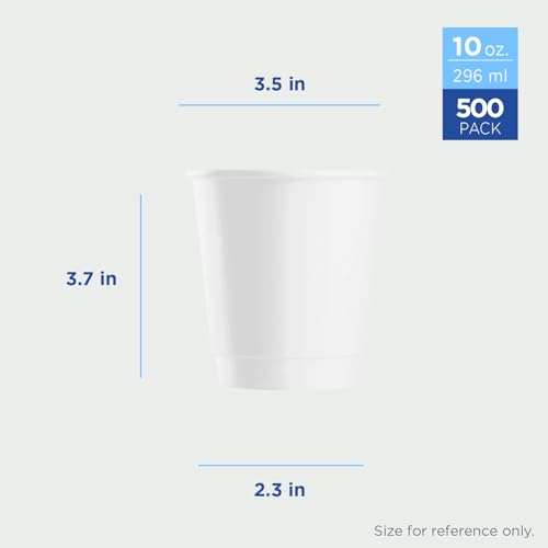10 oz Double Wall Insulated Coffee Cup [500 Count] White Paper Hot Cup