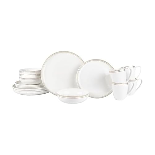by Fitz and Floyd Nevaeh Bone China Coupe Gold Bands Dinnerware Set