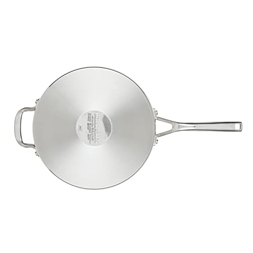 71027 3 Ply Base Brushed Stainless Steel Deep Saute Pan with Helper Handle and Lid
