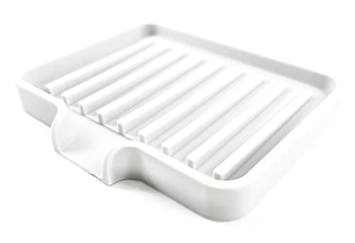 Silicone Soap Dish Tray and Sponge Holder with Drain Chute (2 Count)