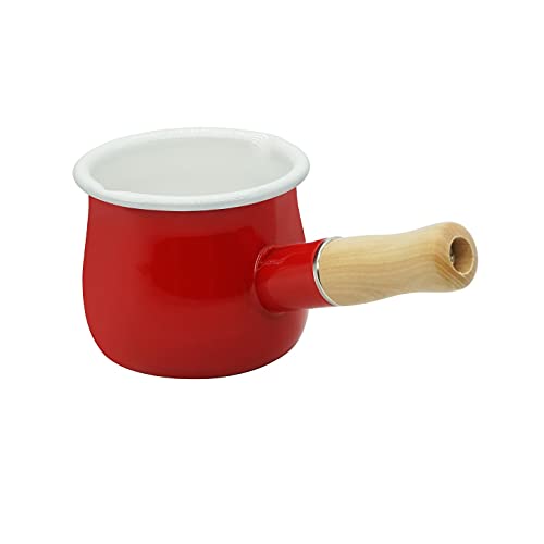 Mini Enamel Milk Pot 4 Inch 17 Oz Dual spout Small Pot