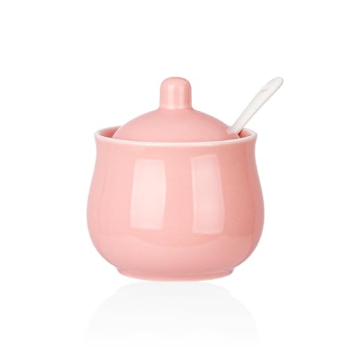 7 OZ Ceramic Sugar Bowl with Lid and Spoon