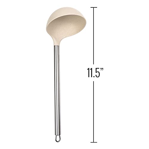 Cream Wheat Straw Ladle with Stainless Steel Handle Kitchen Utensils