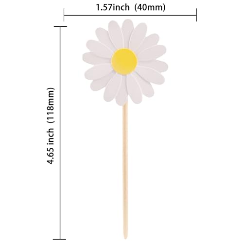 24Pcs Daisy Cupcake Toppers Flower Cake Topper Decorations Daisy Cake Decorations Chrysanthemum Cupcake Toppers Spring Daisy Flower Cake Picks for Birthday Wedding Supplies White (24 Count)