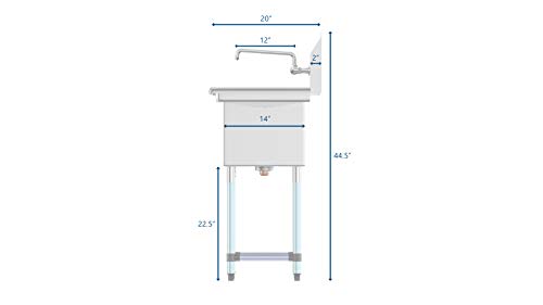 3 Compartment Stainless Steel NSF Commercial Kitchen Sink with Faucet and Cross braced Legs