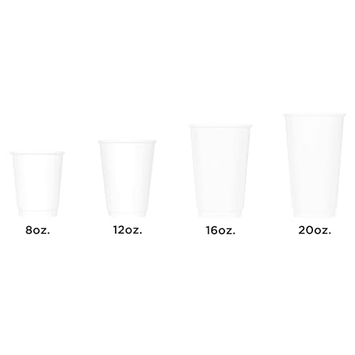 8 oz Double Wall Insulated Coffee Cup [500 Count] White Disposable Paper Hot Cup