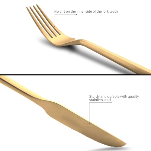 Matte Gold Silverware Set Hexagon Handle 20