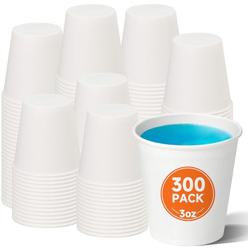 300 Pack 3 oz Bathroom Paper Cups for Mouthwash (300 Count)