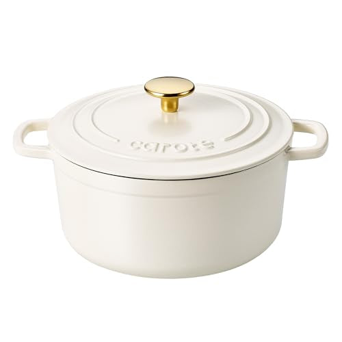7QT White Enameled Cast Iron Dutch Oven Pot with Lid