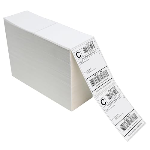 L LIKED 4000 Thermal Shipping Labels 4”x 6”in Fanfold (4000 Count)