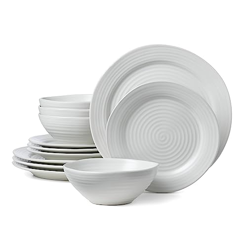 White Ridge Piece Dinnerware Set (12 Count)