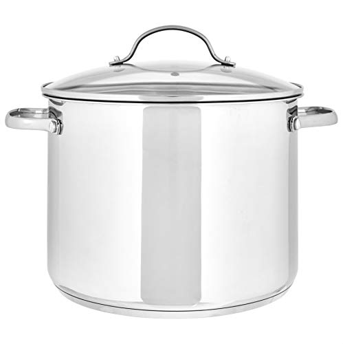 Stainless Steel Induction Compatible Stock Pot with Glass Lid