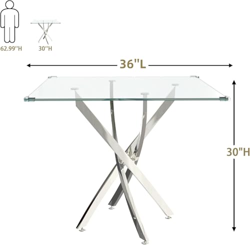 Square Glass Dining Table for 4