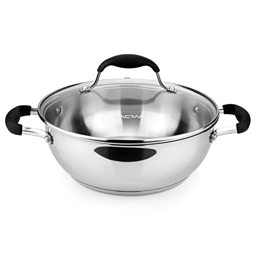 9 Inch 18 10 Stainless Steel Everyday Pan with Glass Lid