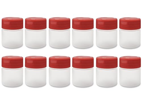 1 oz Plastic Spice Jars with Red Flip & Sift Caps (12 Count)