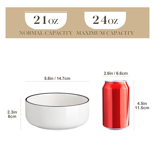 24 OZ Ceramic Bowls Set of 6 (6 Count)