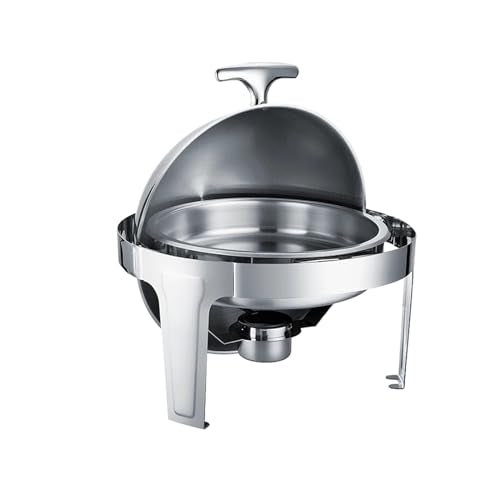 Round Chafing Dishes Full Size Chafer 6 Quart Food Buffet Warmer with Roll Top Lid Professional