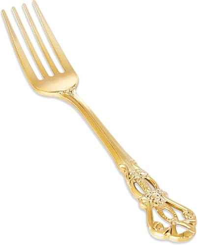 30PCS Gold Plastic Forks 8.1inch Vintage Baroque Forks for Dinners (30 Count)