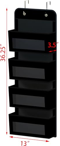 4 Clear Window Pocket Over Door Hanging Organizer