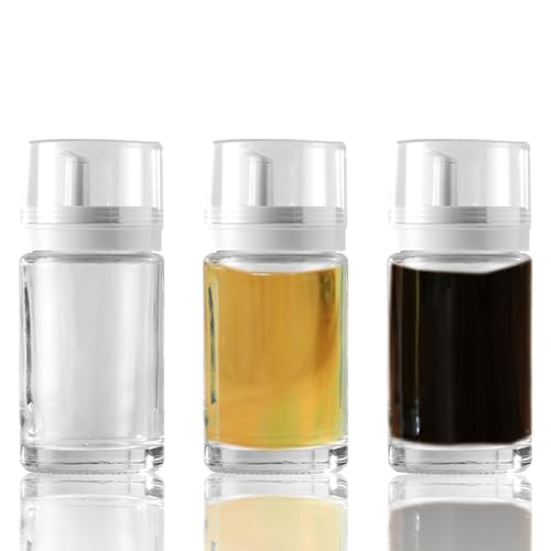 3 Pack Leakproof Small Glass Oil and Vinegar Dispenser Bottles (3 Count)