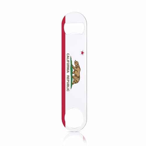 State of California Flag Stainless Steel Bottle Opener Bear National Star Insignia Landmark Flat Beer Bottle Opener Keychain for Home Kitchen Bar Restaurant Party Birthday Gift