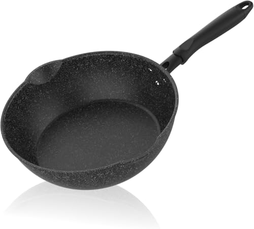 12 Inch Non Stick Deep Frying Pan with Double Pour Spouts