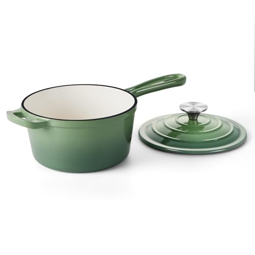 1QT Enameled Cast Iron Saucepan with Lid