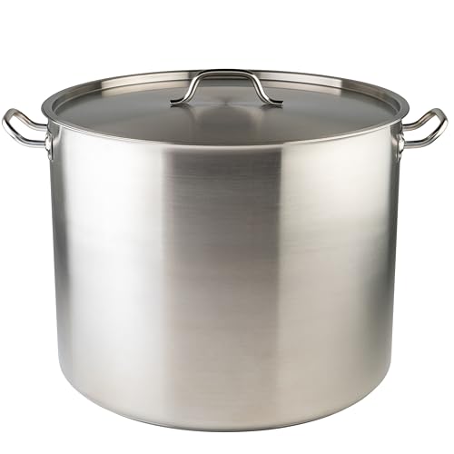 Silver 80 qt Stainless Steel Stock Pot with Cover