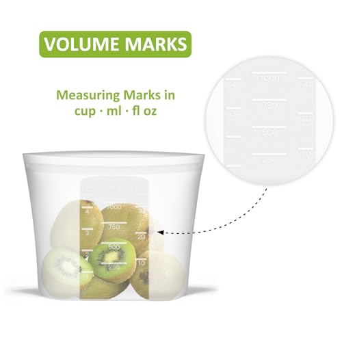 Reusable Silicone Food Storage Bags Quart 4 Pack