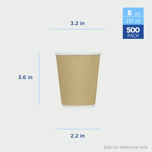 8 oz Ripple Insulated Coffee Cup [500 Count] Disposable Paper Hot Cup