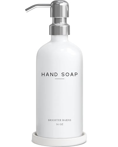 White Glass Hand Soap Dispenser Bathroom Set by Brighter Barns (3 Count)