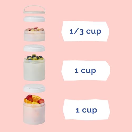 Cinderella) DiSNEY PRINCESS Whiskware Stackable Snack Pack - 3 Jar + Handle - Pink/Blue/Blue