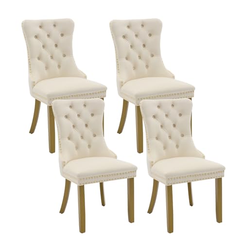 Cream Velvet Dining Chairs Set of 4 (4 Count (Chairs))