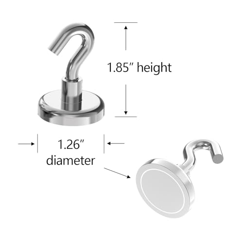 Heavy Duty Magnetic Hooks with 1.25"Dia Magnetic Base (8 Count)
